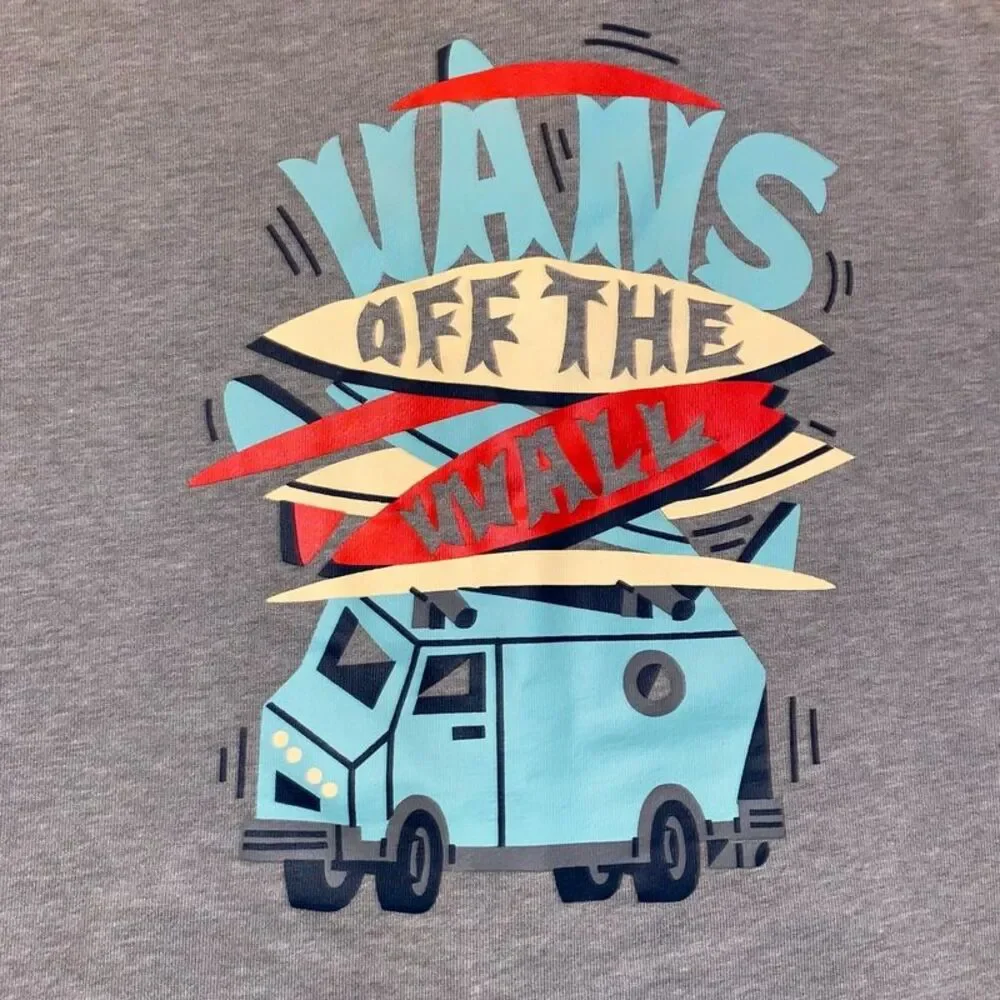 Vans hoodie full zip youth boys L gray graphic Van front back